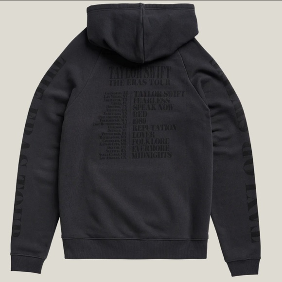 NWT Taylor Swift The Eras Tour US Dates Black Hoodie - Picture 2 of 6